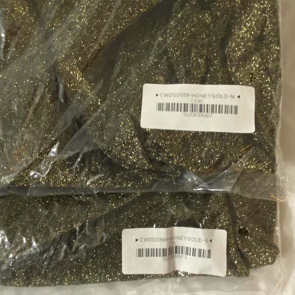 NWT! Gold Sparkle Crossover Lurex Strapless Mini Dress - Picture 3 of 7